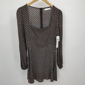 NEW Flynn Skye‎ Long Sleeve Mini Dress Chain Sz XS Whimisigoth Fairy Y2K Sheer